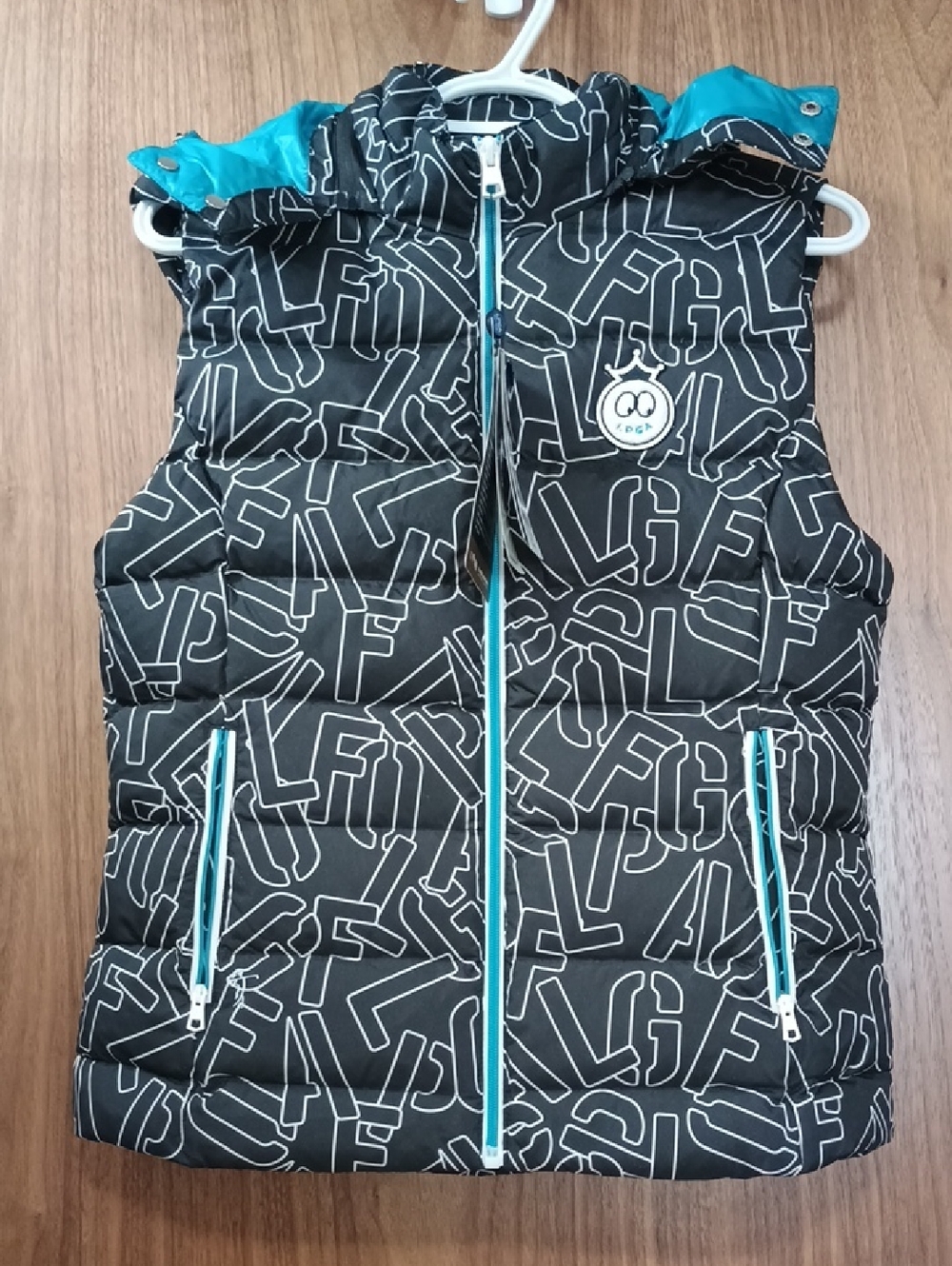 LPGA Black  Down Puffer Vest with Teal Trim S